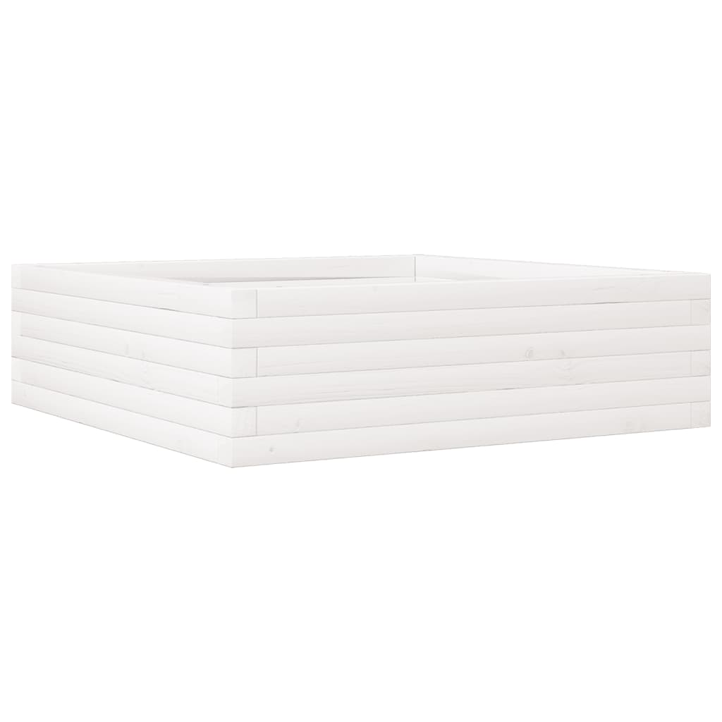 Hageplantekasse hvit 80x80x23 cm heltre furu