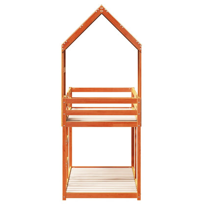 Barneseng med tak voksbrun 80x200 cm heltre furu