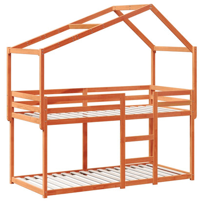 Barneseng med tak voksbrun 80x200 cm heltre furu