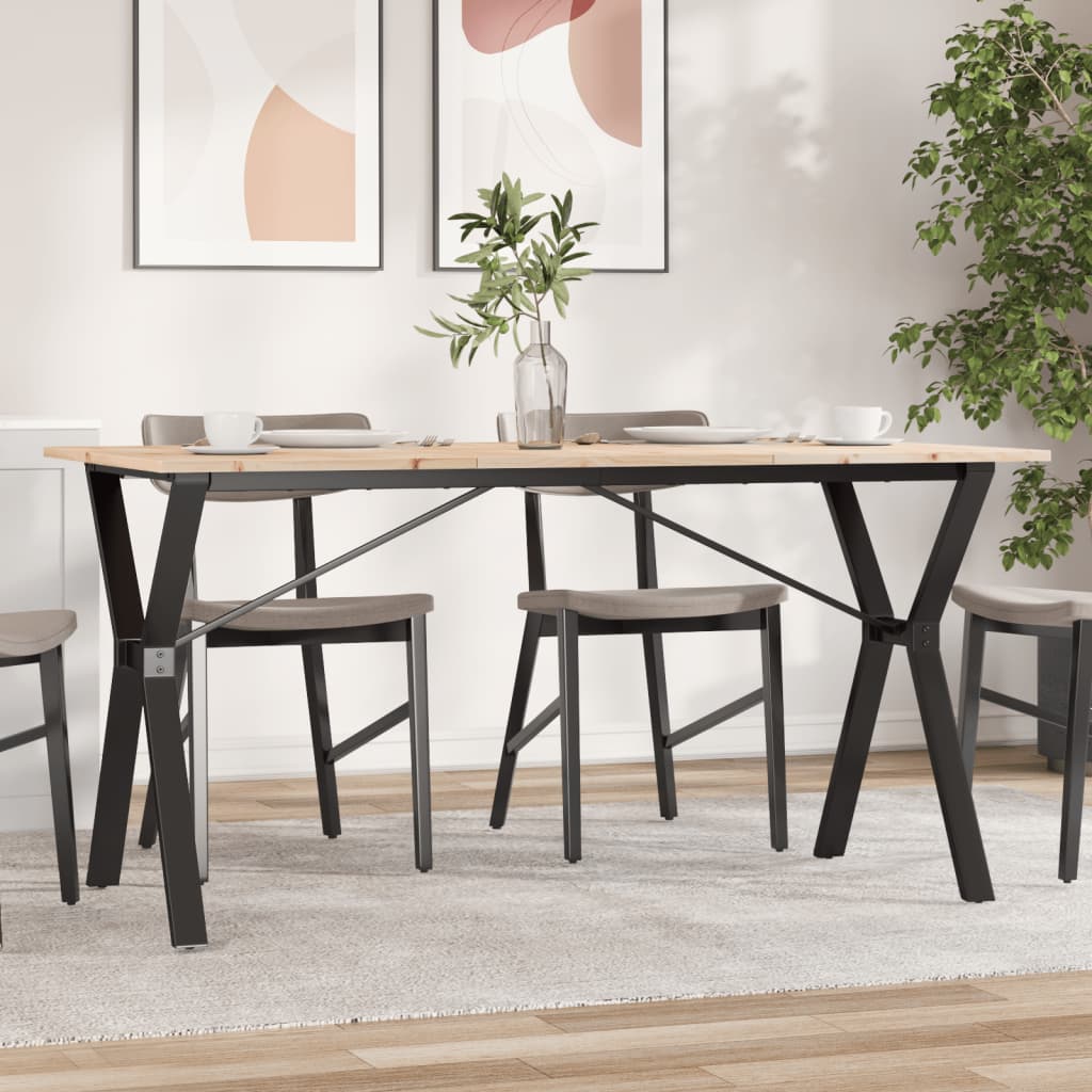 Spisebord Y-ramme 160x80x75 cm heltre furu og stål