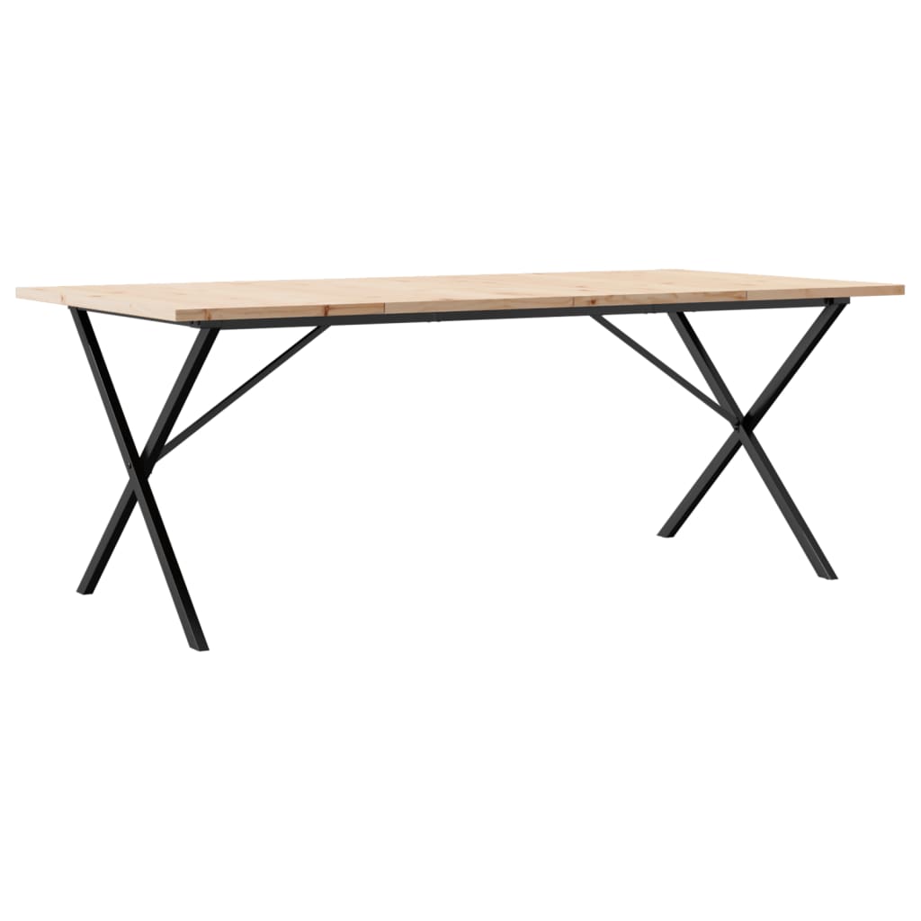 Spisebord X-ramme 200x100x75,5 cm heltre furu og stål