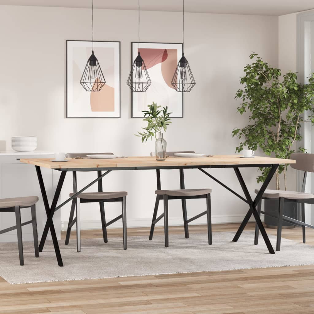 Spisebord X-ramme 200x100x75,5 cm heltre furu og stål
