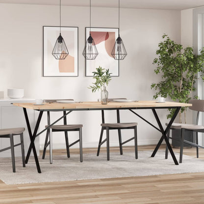 Spisebord X-ramme 200x100x75,5 cm heltre furu og stål