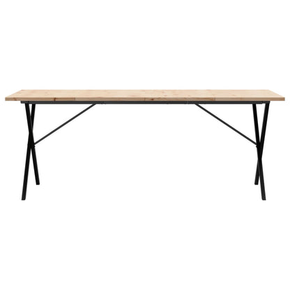 Spisebord X-ramme 200x100x75,5 cm heltre furu og stål
