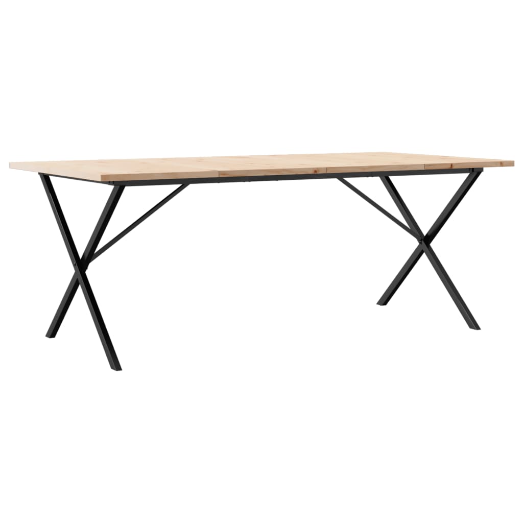 Spisebord X-ramme 200x100x75,5 cm heltre furu og stål