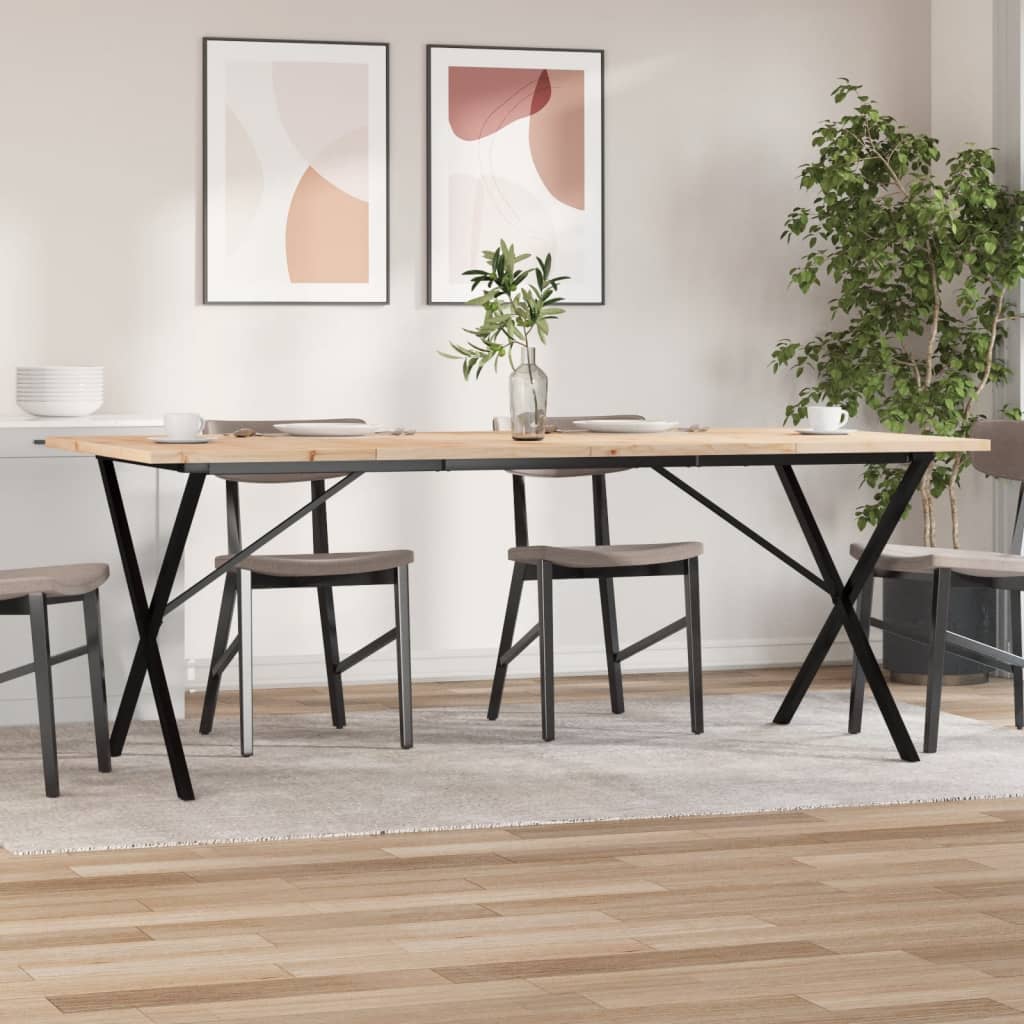 Spisebord X-ramme 200x100x75,5 cm heltre furu og stål