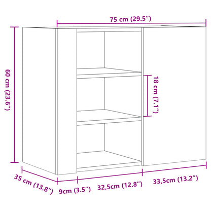 Veggskap betonggrå 75x35x60 cm konstruert tre