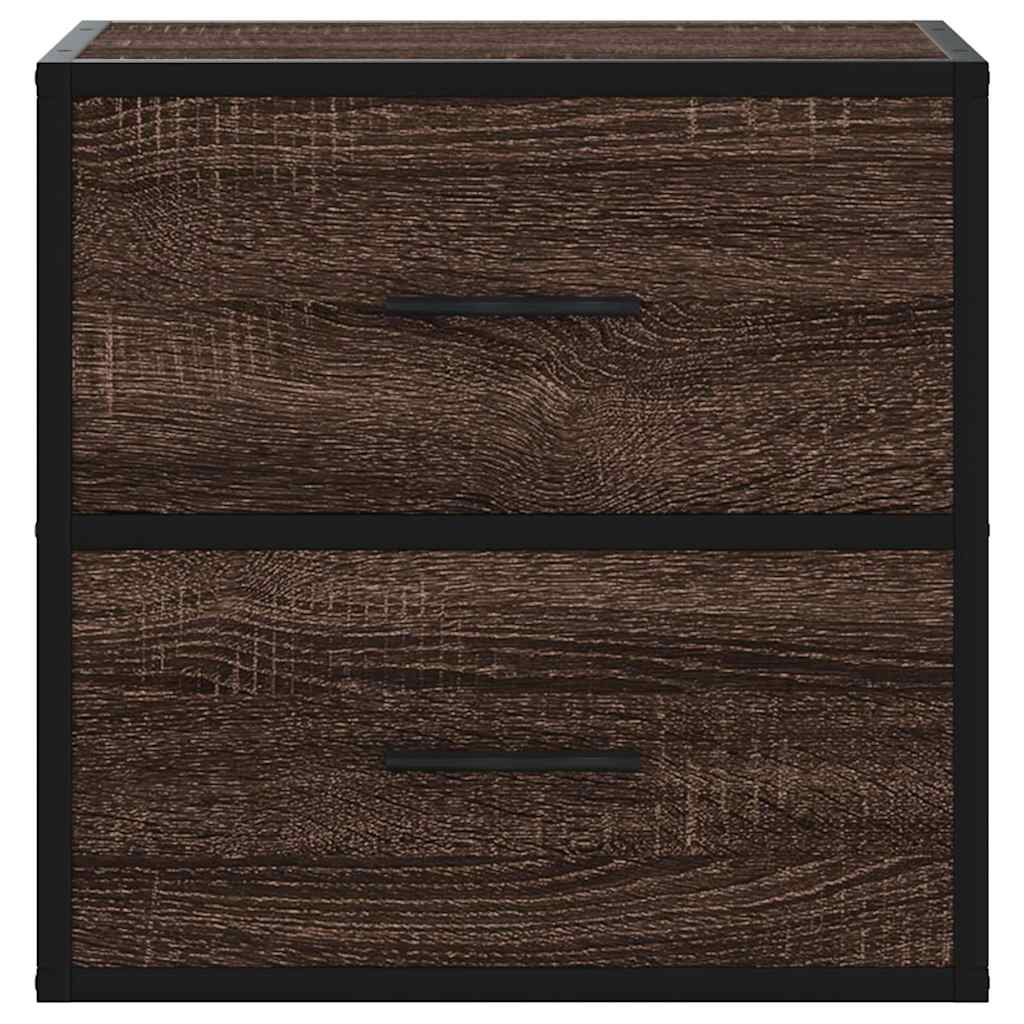 Veggmonterte nattbord 2 stk brun eik 40x31x39,5 cm