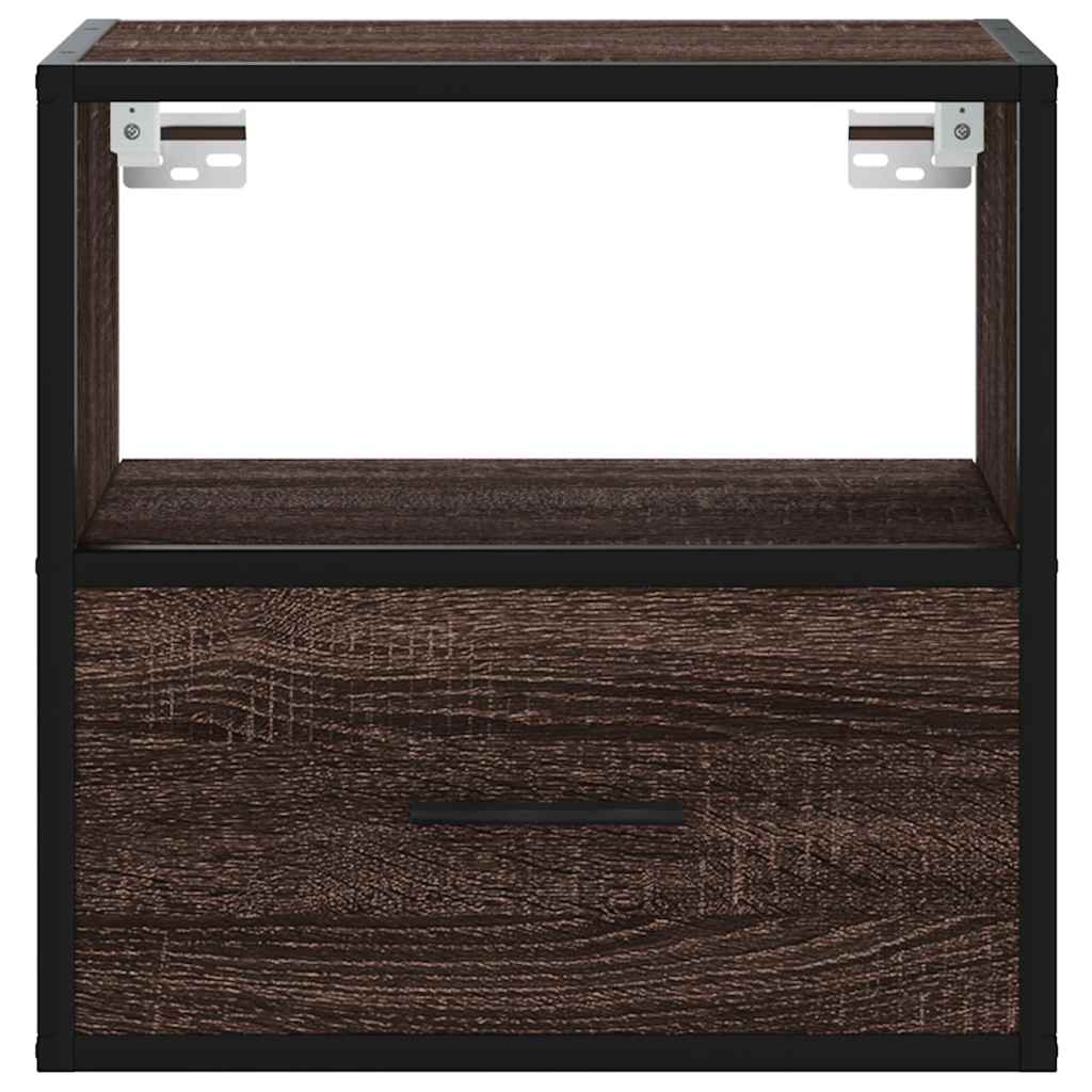 Veggmonterte nattbord 2 stk brun eik 40x31x39,5 cm