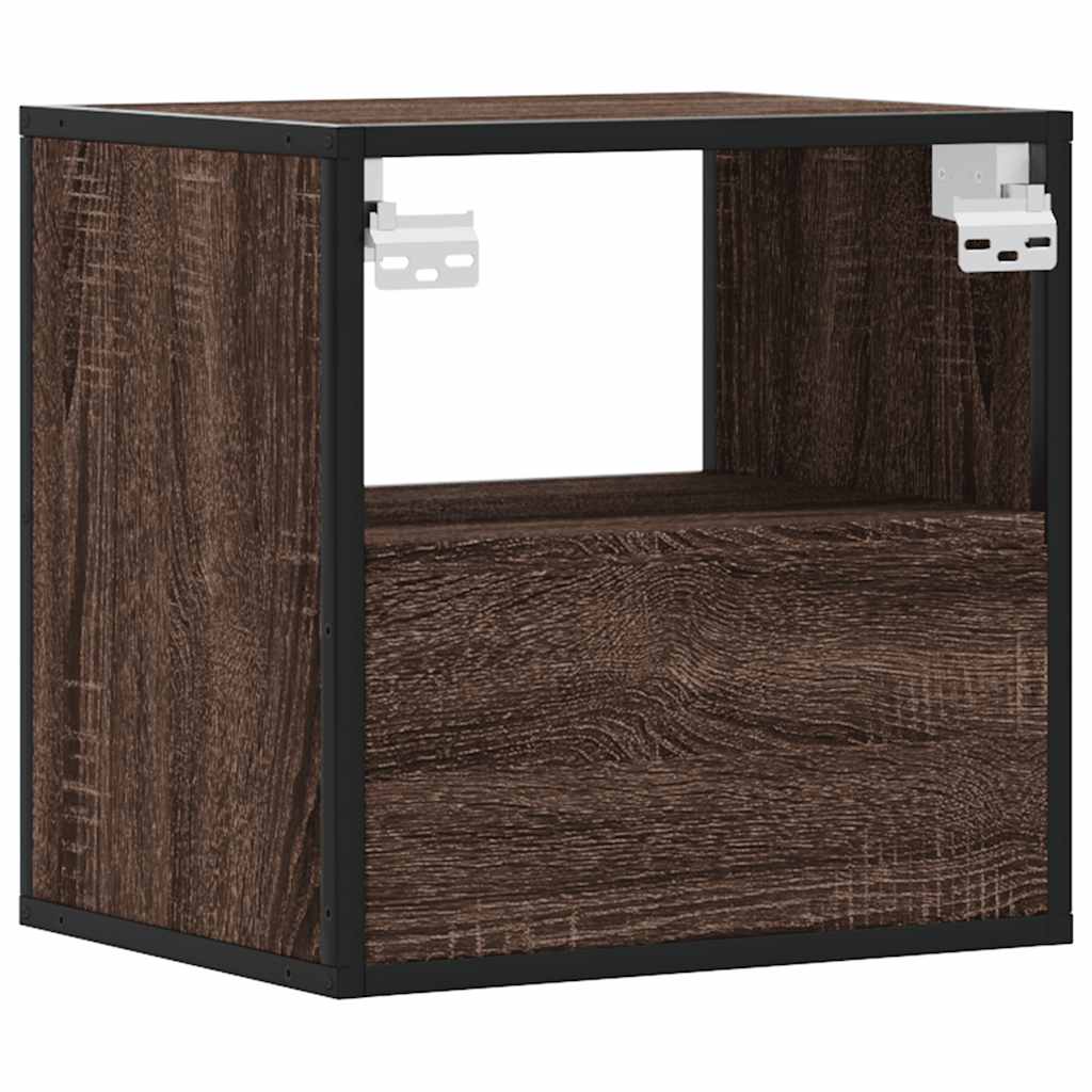 Veggmonterte nattbord 2 stk brun eik 40x31x39,5 cm