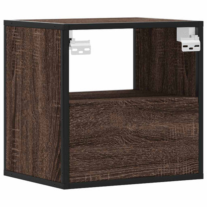 Veggmonterte nattbord 2 stk brun eik 40x31x39,5 cm