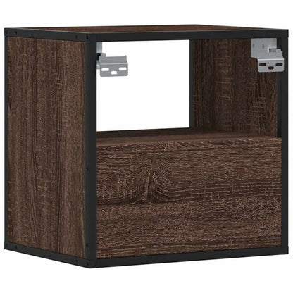 Veggmonterte nattbord 2 stk brun eik 40x31x39,5 cm