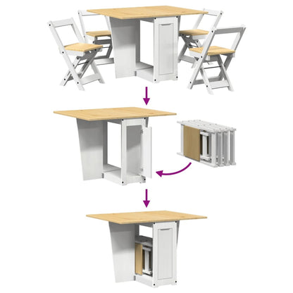 Sommerfugl spisegruppe 5 stk Corona sammenleggbar hvit furu