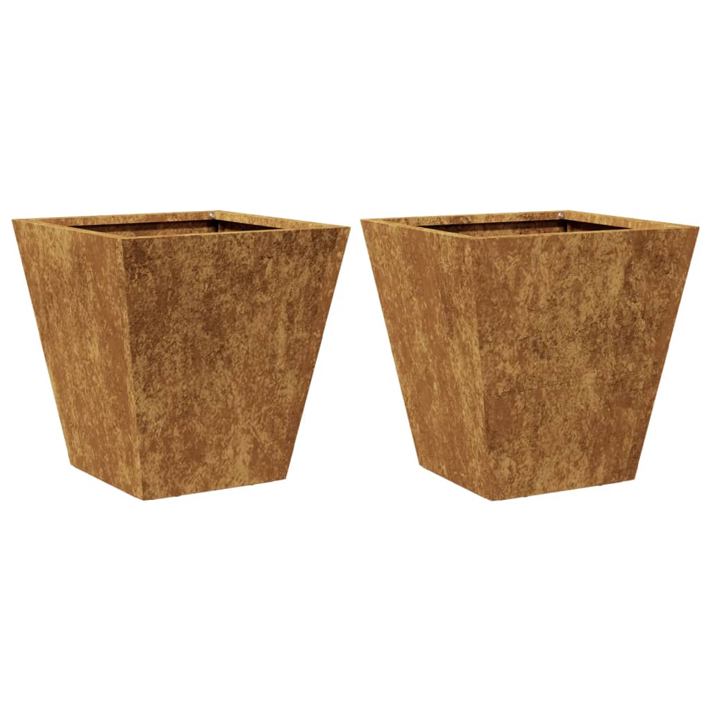 Hageplanter 2 stk 30x30x30 cm oksidert stål