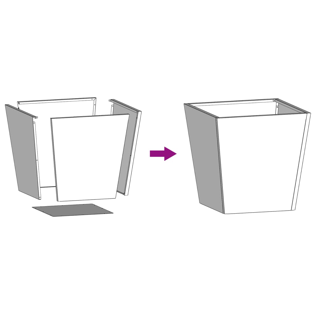 Hageplantekar 40x40x40 cm oksidert stål