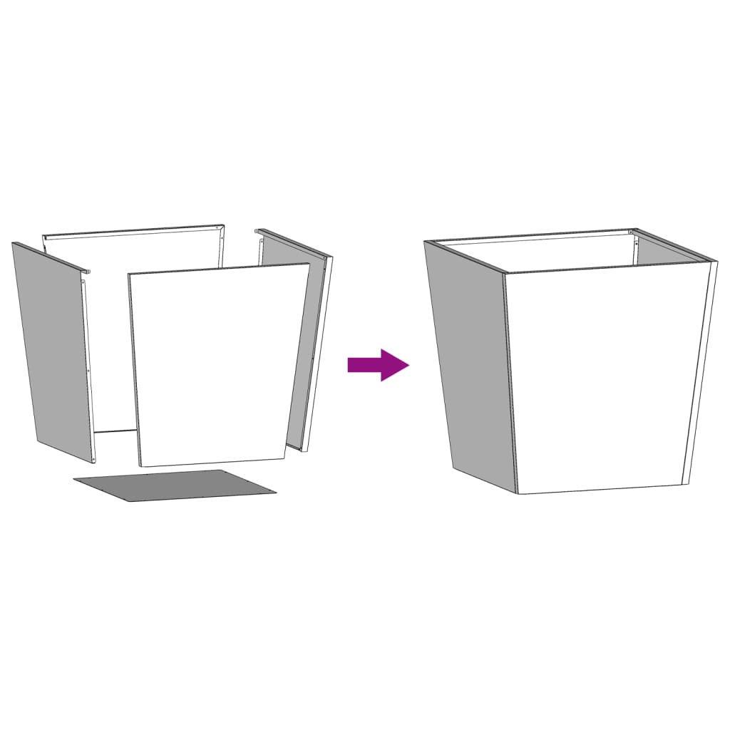 Hageplantekar 50x50x50 cm oksidert stål