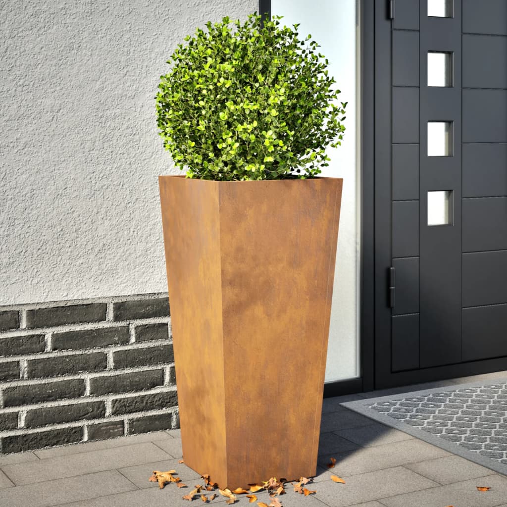 Hageplanter 2 stk 35x35x75 cm oksidert stål