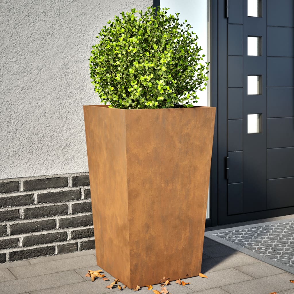 Hageplanter 2 stk 45x45x75 cm oksidert stål