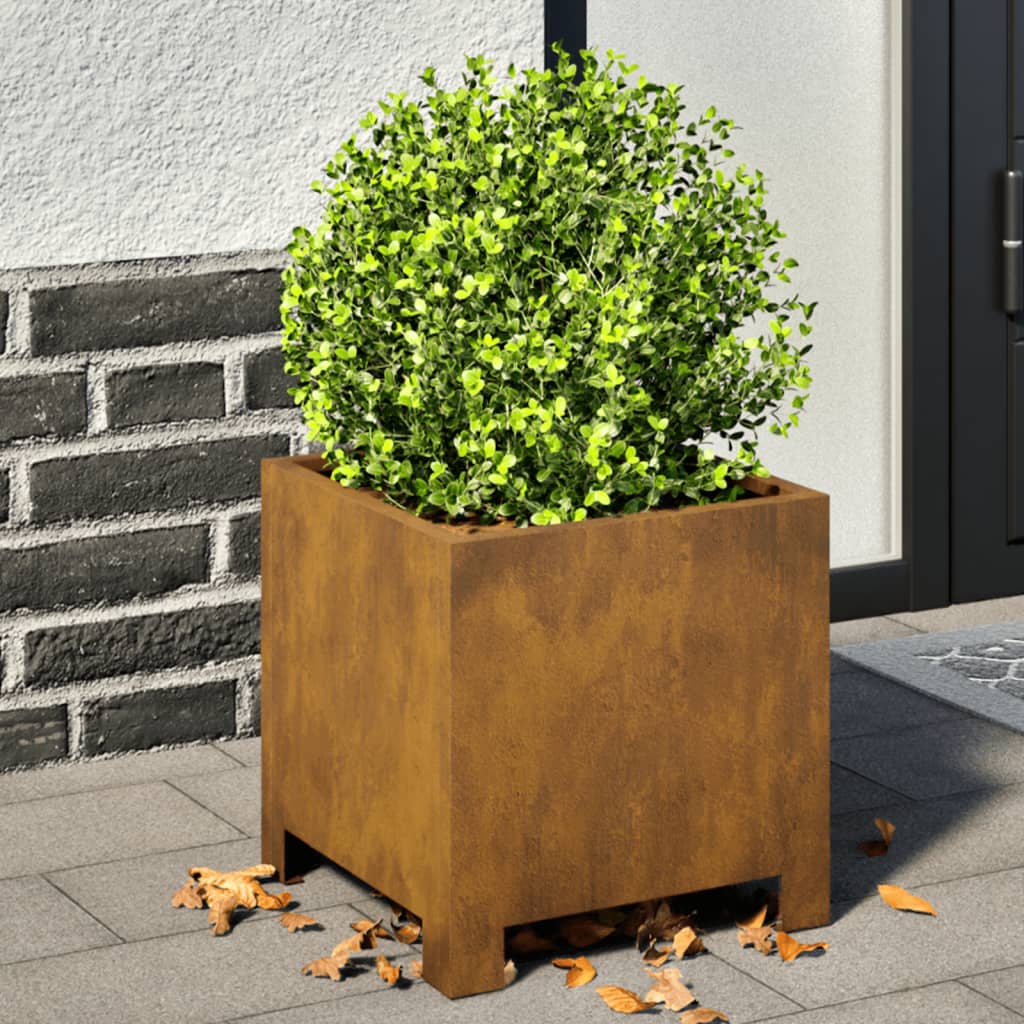Hageplanter 2 stk 30x30x30 cm oksidert stål