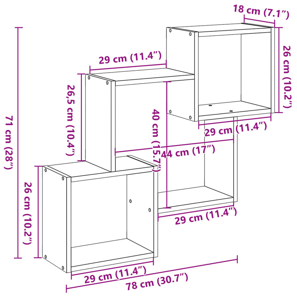 Veggskap 78x18x71 cm svart konstruert tre