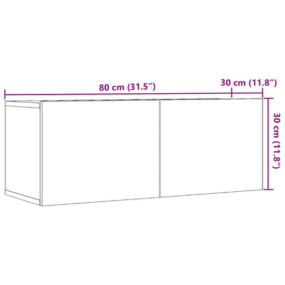 Veggmonterte TV-benker 2 stk gammelt tre 80x30x30 cm