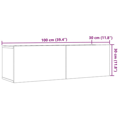 Veggmonterte TV-benker 2 stk artisan eik 100x30x30 cm