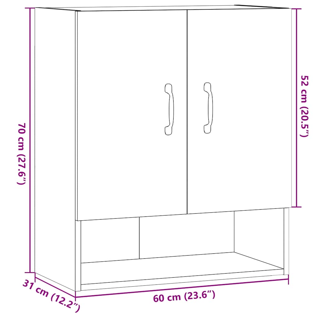 Veggskap artisan eik 60x31x70 cm konstruert tre