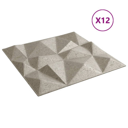 Veggpaneler 12 stk beton 50x50 cm XPS 3 m² diamant