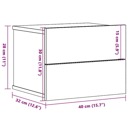 Veggmonterte nattbord 2 stk gammelt tre 40x32x30 cm