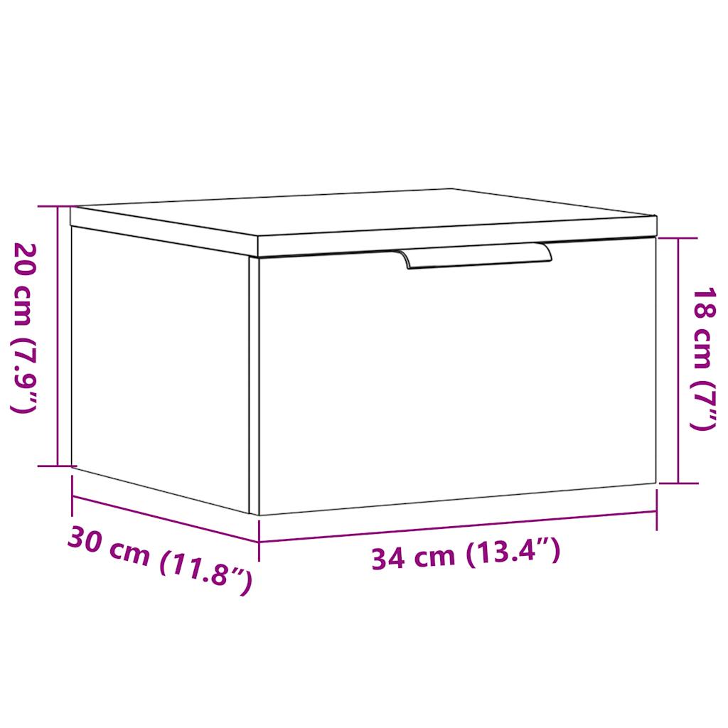 Veggmonterte nattbord 2 stk gammelt tre 34x30x20 cm