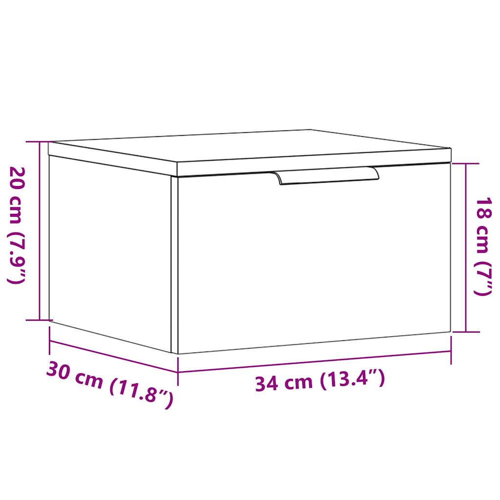 Veggmonterte nattbord 2 stk artisan eik 34x30x20 cm