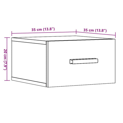 Veggmonterte nattbord 2 stk gammelt tre 35x35x20 cm