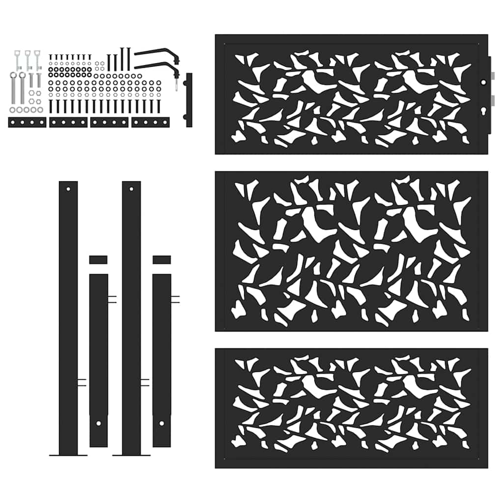 Hageport svart 105x130 cm stål bladdesign