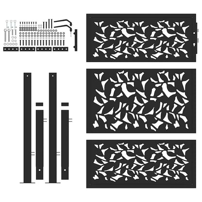 Hageport svart 105x130 cm stål bladdesign