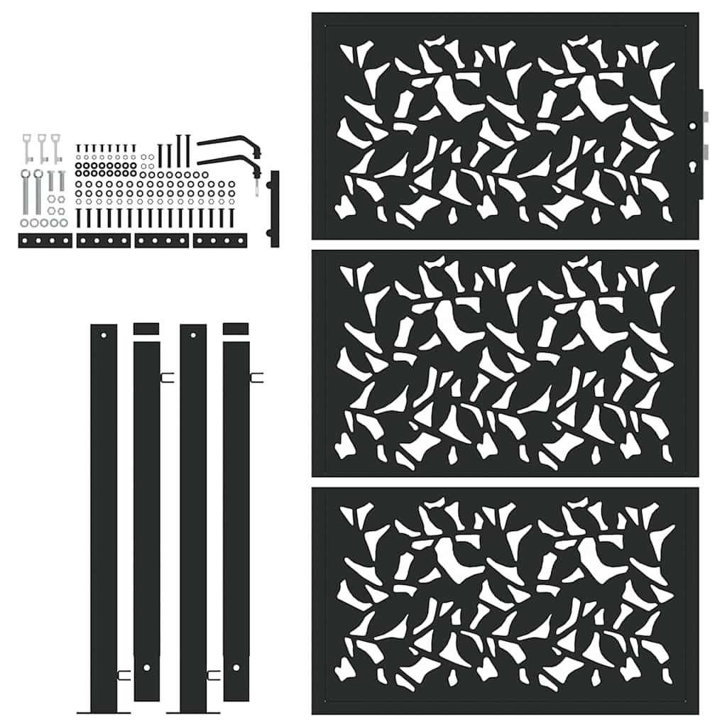 Hageport svart 105x155 cm stål bladdesign
