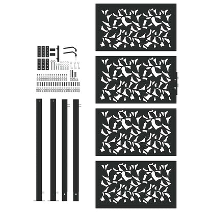 Hageport svart 105x205 cm stål bladdesign