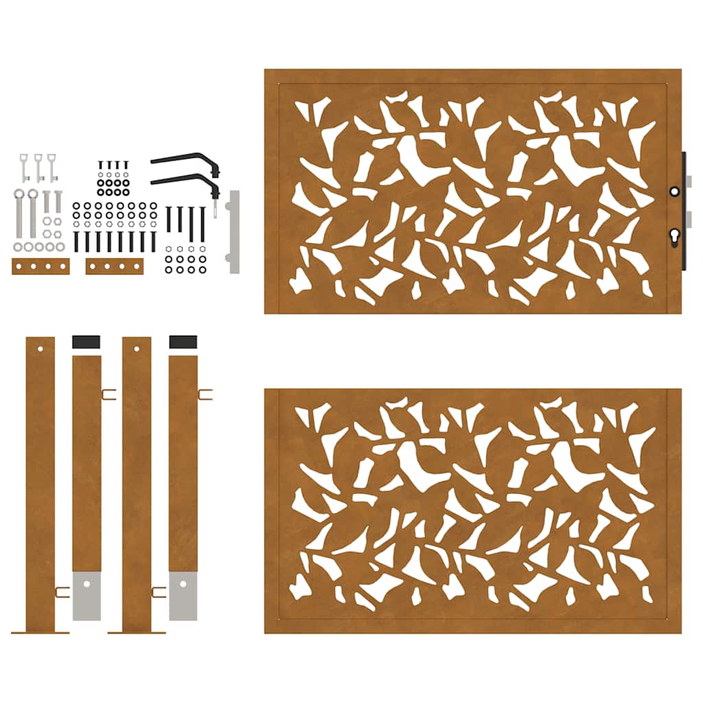 Hageport 105x105 cm oksidert stål bladdesign