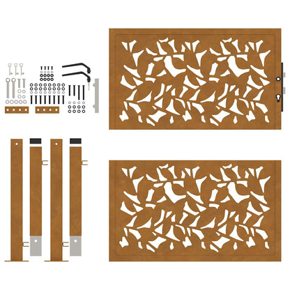 Hageport 105x105 cm oksidert stål bladdesign