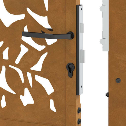 Hageport 105x105 cm oksidert stål bladdesign