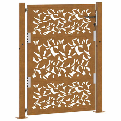 Hageport 105x130 cm oksidert stål bladdesign