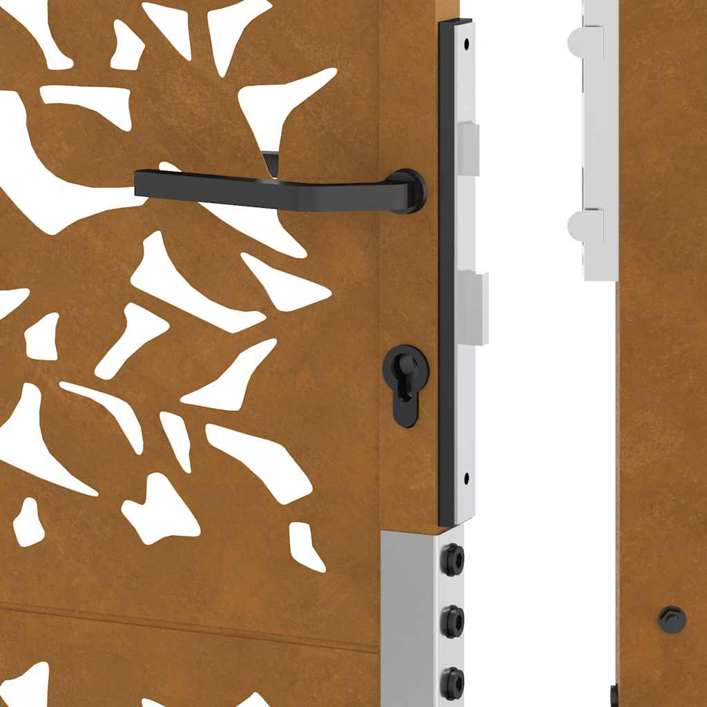 Hageport 105x130 cm oksidert stål bladdesign