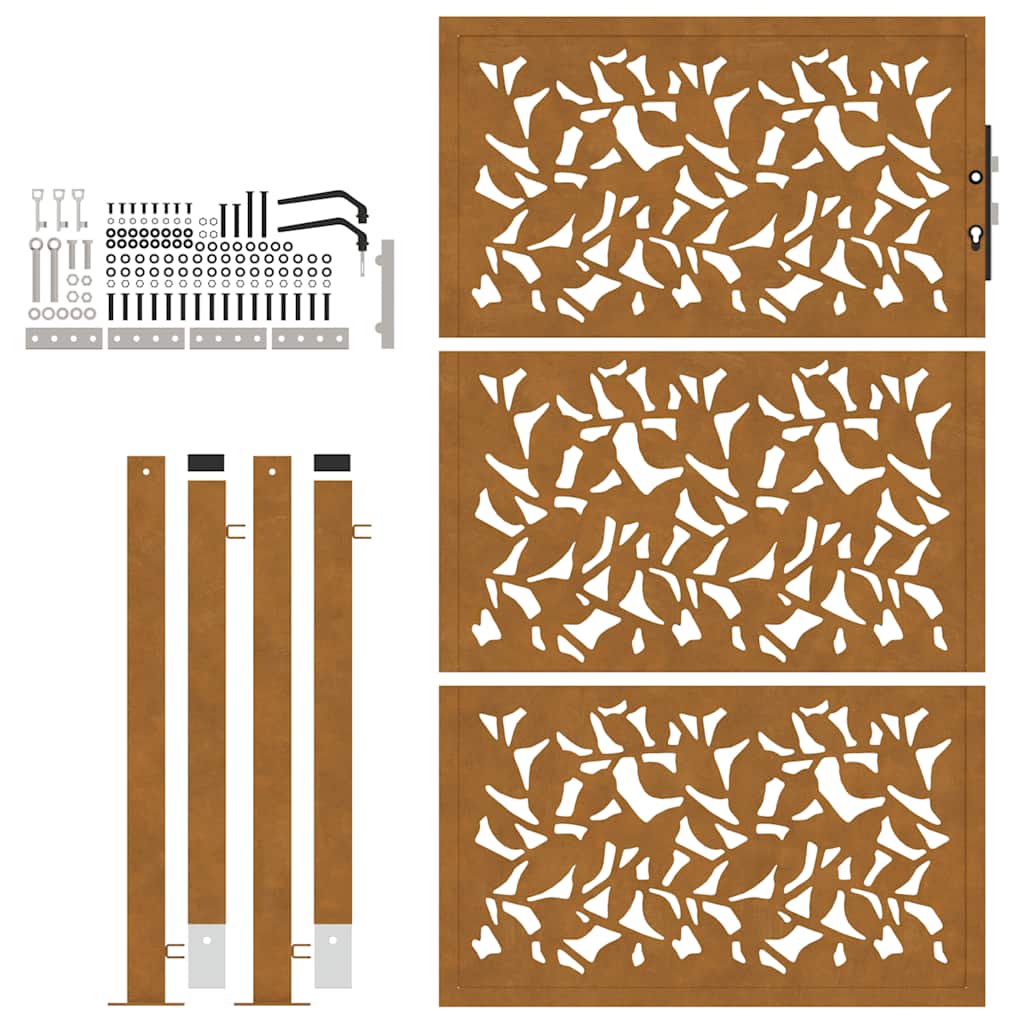 Hageport 105x155 cm oksidert stål bladdesign