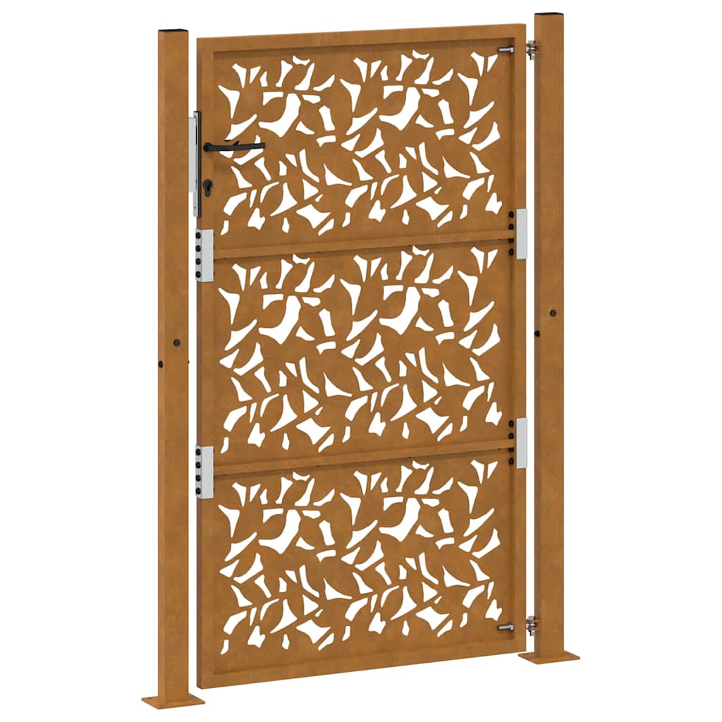 Hageport 105x155 cm oksidert stål bladdesign