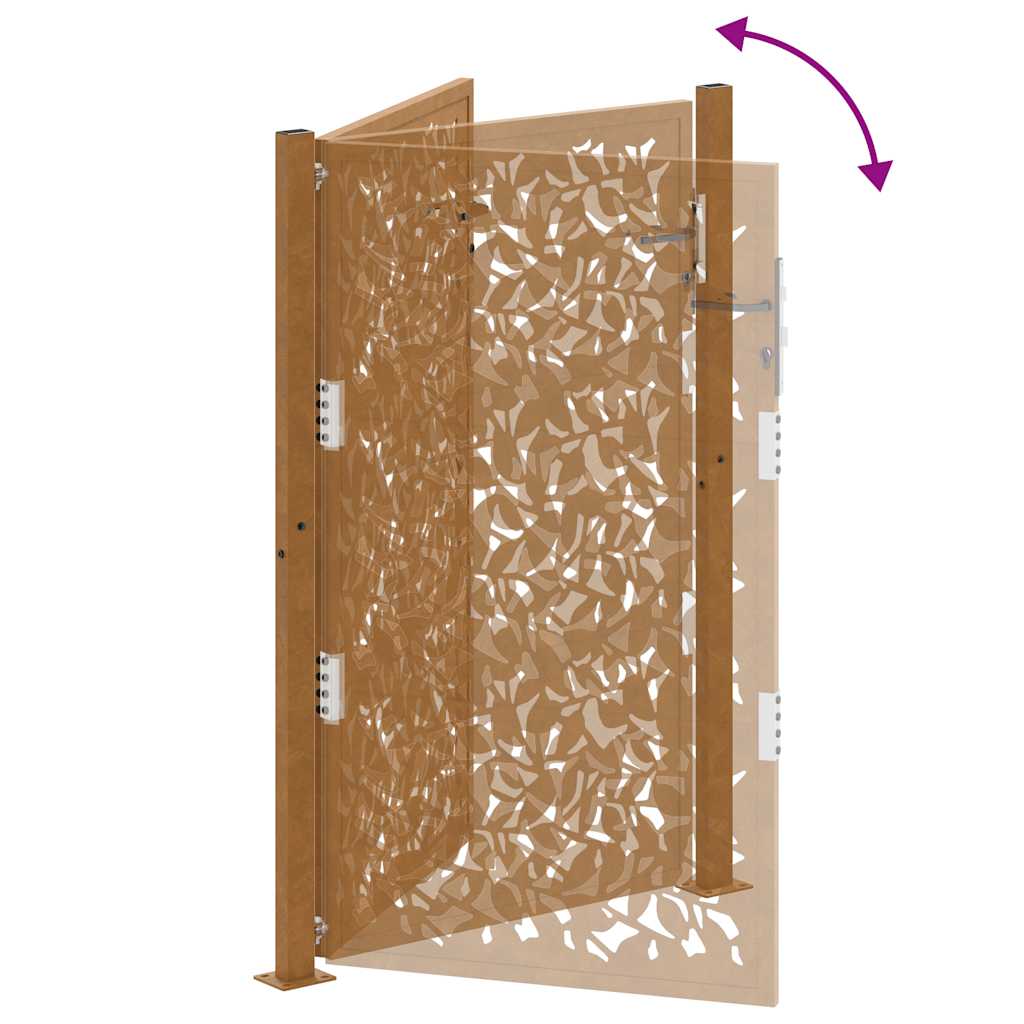 Hageport 105x155 cm oksidert stål bladdesign