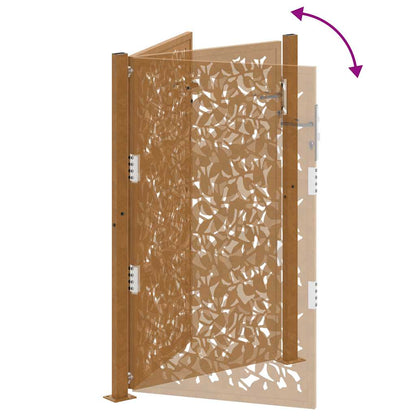 Hageport 105x155 cm oksidert stål bladdesign