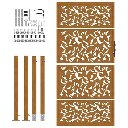 Hageport 105x180 cm oksidert stål bladdesign