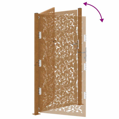 Hageport 105x180 cm oksidert stål bladdesign