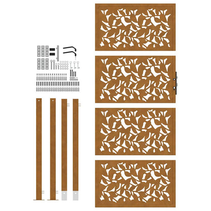 Hageport 105x205 cm oksidert stål bladdesign