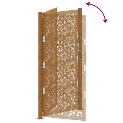 Hageport 105x205 cm oksidert stål bladdesign
