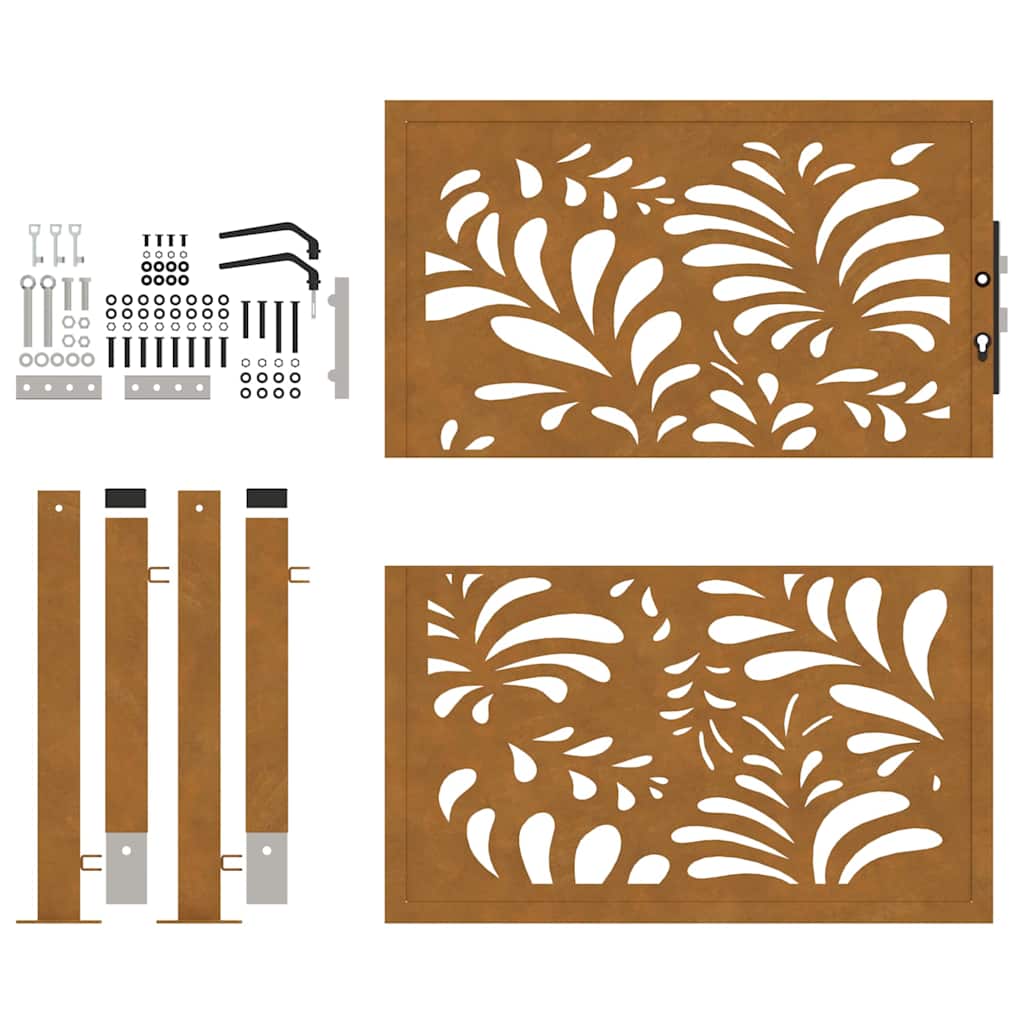 Hageport 105x105 cm oksidert stål bølgedesign